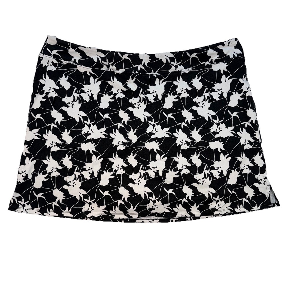 Tranquility Floral Skort Black White Athletic Skirt Size XXL Golf Athleisure 2XL